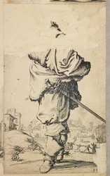 Šlechtic s kožešinovým prsním plátem, z La Noblesse de Lorraine (verso), c. 1620-23